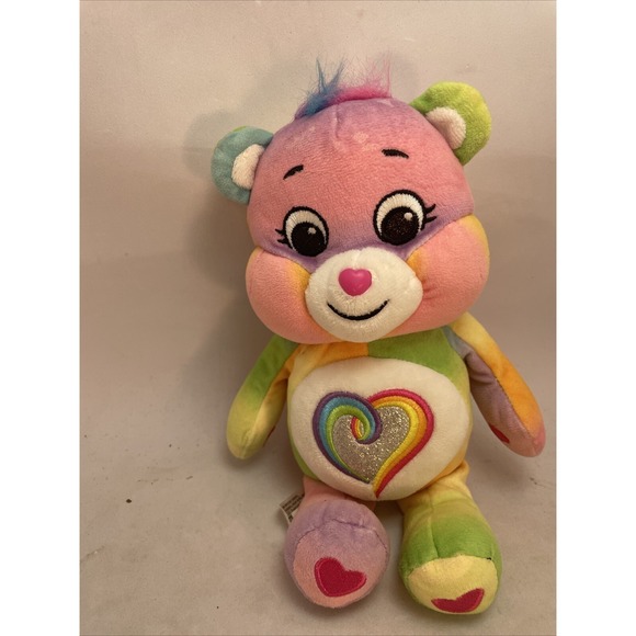 Care Bears Togetherness Bear Rainbow Heart Plush Bear 2021 10" EUC - Picture 2 of 8